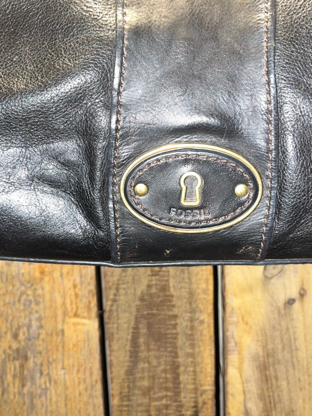 Fossil Reissue Black Leather Shoulder Bag - Picture 6 of 9